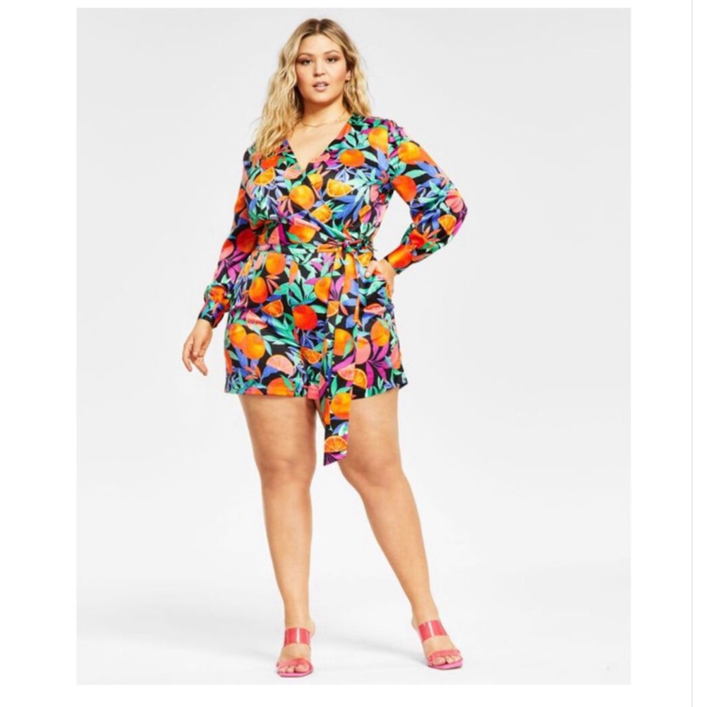 Nina Parker New! Floral Tropical Romper - Picture 1 of 7